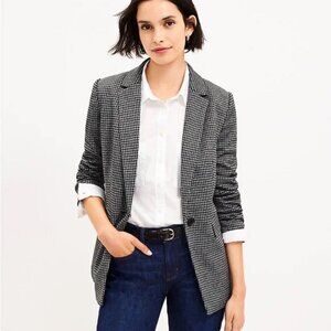 NWT Loft Petite Houndstooth Long Modern Blazer